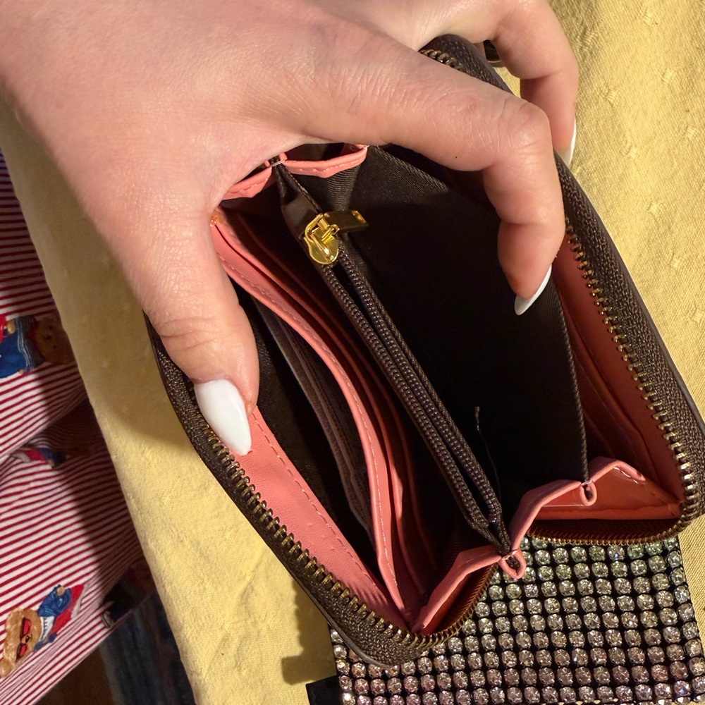 Mango Black and Pink Studded Wallet